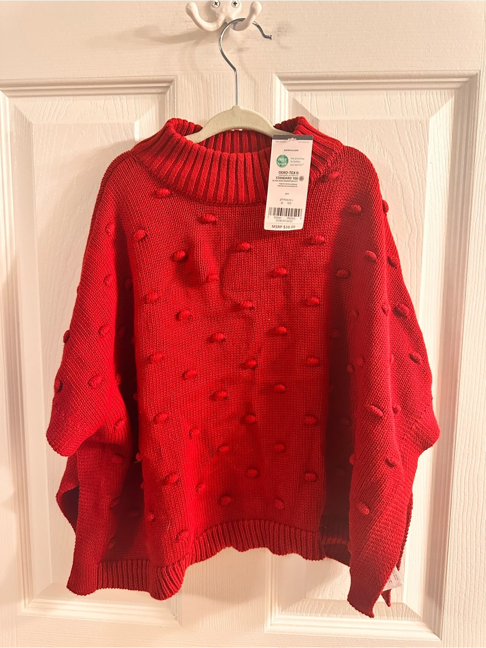Carter's toddler Red Bobble Knit poncho Sweater new with tags